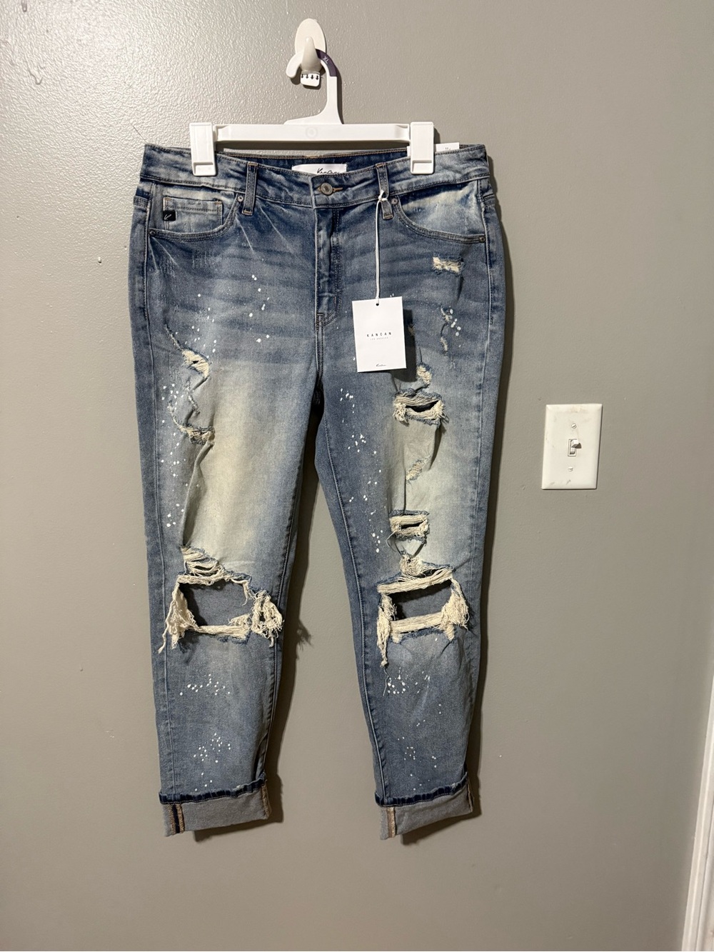 KanCan Light Wash Paint Splatter Distressed Jeans NWT size 29